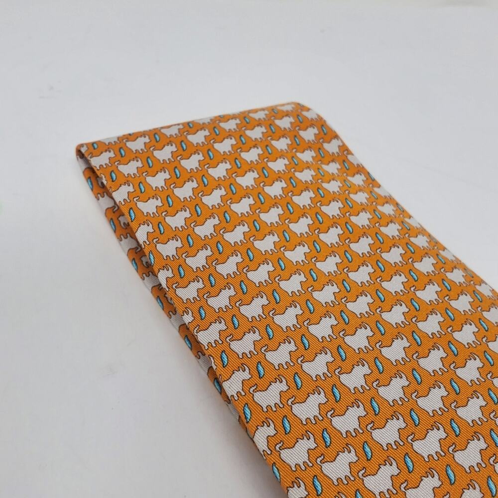 Hunting World Orange and tan Rhinoceros 100% Silk tie - Picture 9 of 9